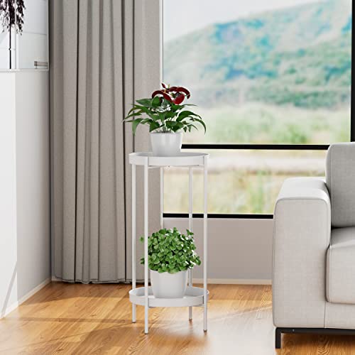 OVICAR Plant Stand Indoor Outdoor - Metal Flower Pot Holder Table Tall Potted Rack Organizer Rustproof Plant Display Shelf For Home Garden Patio Balcony Office Living Room Bathroom Corner (White) - color: White
