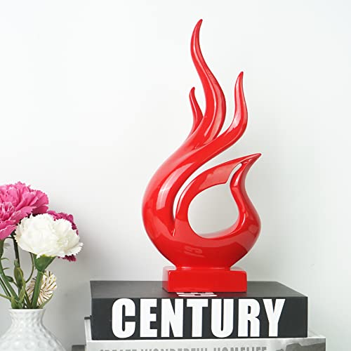DreamsEden Abstract Fire Sculpture, Resin Art Table Decoration Ornaments Modern Home Decor Accent (Red) - color: Red
