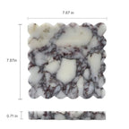 Square Marble Decorative Tray with Scalloped Edge, Luxury Natural Stone Bathroom Vanity Tray, Dresser Top Perfume Coffee Home Kitchen Sink Tray, Key Trinket Ring - color: Bvlgari Purple