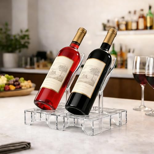 Clear Acrylic Wine Rack, Modular Stackable Countertop Wine Bottle Holder with Leaf Shaped Support, Multi Purpose Versatile Wine Display Stand for Home Bar Party Daily Organizing (2pcs) - color: 2pcs