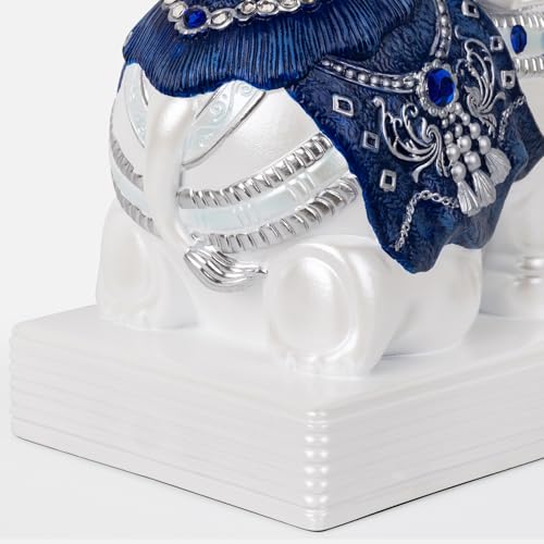 Elephant Bookends for Shelves, Decorative Bookends, Book Holders with Anti-Slip Pad for Book Lovers Heavy Book Stopper for Home Office Decor (Blue&White) - color: Blue&white
