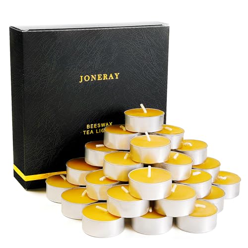 32 Packs Beeswax Tealight Candles,Natural Beeswax Tea Lights Candle in Aluminum Cups,4-5 Hour Burn Time,Unscented Smokeless Candles - style: 32 packs