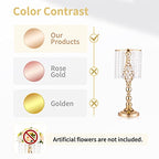10 Pcs 19.3 inches Tall Crystal Flower Stand Wedding Road Lead Tall Flower Holders Centerpiece Crystal Flower Chandelier Metal Flower Vase for Reception Tables Wedding Supplies - color: Gold, size: Medium - 10 Pcs