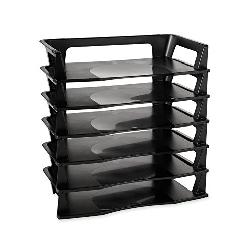 Rubbermaid Regeneration Letter Tray,Six Tier,Plastic,Black (86028),(Pack of 6) - size: 15.8" x 10.9" x 5" (Pack of 6)
