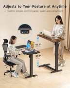 BIZUM Small Electric Standing Desk Bedside Table with Hidden Wheels 31.5 x 15.8 Inch Adjustable Computer Laptop Office Desk, Black - color: Black