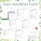 RattanView 3 Pcs Extra Large 16, 15, 14 Inch Acrylic Display Risers Clear Acrylic Shelf Riser Display Stands 8 mm 5 mm Thick Rectangular for Monitors Large Scale Figurines Trophy Commercial Use - size: 16, 15, 14 Inch