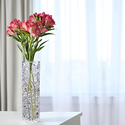 CS Crystal Vase 15-inch high, Frost Flower Design, for Flowers & Decor. Lovely Nice Shiny Piece. Perfect as a Gift, Suitable for All Occasions. - style: Frost Flower Design