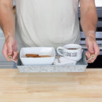 AuldHome Design Galvanized Farmhouse Trays (Set of 2, Small & Medium); Farmhouse Decor Rectangular Trays w/Handles