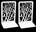 Tree Bookends Metal Nonskid Bookends Heavy Duty Bookshelves Organizer Office Bookend for Shelves, Book Ends for Heavy Books (Branch Bird-White, 1 Pair) - color: Branch Bird-white, 1 Pair