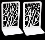 Tree Bookends Metal Nonskid Bookends Heavy Duty Bookshelves Organizer Office Bookend for Shelves, Book Ends for Heavy Books (Branch Bird-White, 1 Pair) - color: Branch Bird-white, 1 Pair