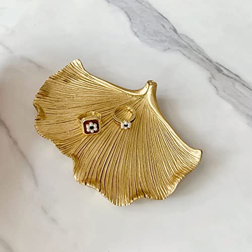 Jewelry Dish, Resin Small Leaf Shaped Ring Holder Jewelry Organizer, Trinket Dish Mini Tray for Christmas Birthday Wedding Gifts - color: Ginkgo