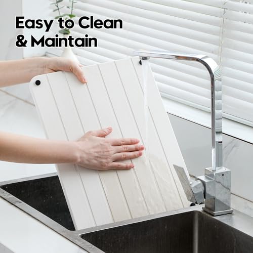 Razborci Stone Dish Drying Mat for Kitchen Counter, Water Absorbing Bathroom Tray Sink Organizer, Diatomaceous Earth Countertop Dish Rack Riser Sponge Holder Soap Dish, White, 16" x 12" - color: 1. White, size: 16" x 12" x 1"