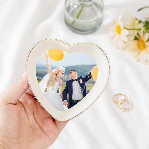Custom Ceramic Ring Dish, Personalized Jewelry Tray with Photo, Earrings Necklaces Bracelet Watch Keys Trinket Holder for Nightstand, Mothers Day Bridesmaid Bestie Gift for Women - color: Photo