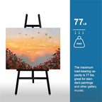 A - Frame Wooden Display Easel - Adjustable Lyre Beechwood Studio Easel Stand Holding Canvas Up to 90", Inclinable Artist Floor Painting Easel for Artwork Painting, Black - color: Black