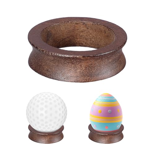 JUXYES Wooden Sphere Holder Display Stand, 6 Pack Small Wood Crystal Ball Stand, Simple Round Display Easel Stands for Decorative Eggs, Crystal Balls, Golf Ball, Stones, Gemstones, Collections, 32mm - color: Brown, size: 1.2" - 6 PCS