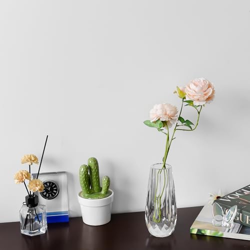 Crystal Flower Bud Vase Decorative Vase for Home or Dinner Table Outline Dimensions W3.1 x H7.1 with Gift Box - size: 8x18cm
