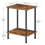 HOOBRO End Table, Small Side Table, Nightstand with 2-Layer Storage Shelves, Sofa Table for Small Spaces, Living Room, Bedroom, Stable Frame, Easy Assembly, Rustic Brown BF09BZ01 - color: Rustic Brown + Black