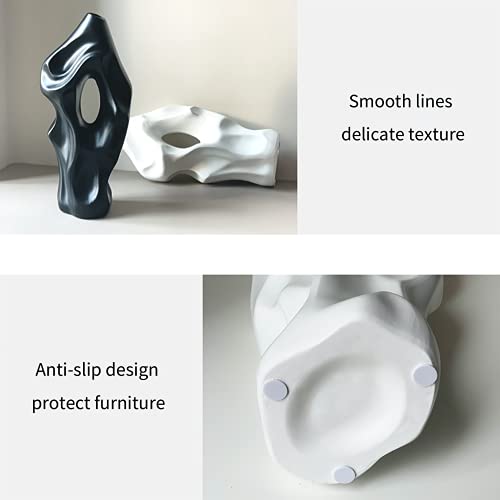 Abstract Ceramic Vase, Modern Flower Arrangement Vases Decor for Home Office Living Room Ornaments,Black - color: Black