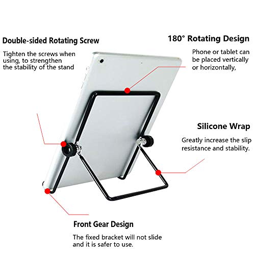 VOVIGGOL Adjustable Tablet Stand Holder, Non-Slip Foldable Holder Cradle Fit for 9-12.9" Tablets, iPad, Samsung and Kindle Fire, Display Stands Picture Frame Stand for Photos (Large Black)