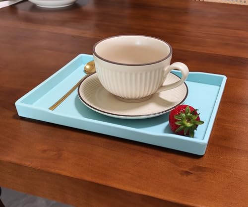 Blue Small Serving Tray (9.5 x 7 inch), Countertop Organizer for Bathtub Bathroom Vanity Items, Serving Accessory, Coffee, Drinks, Tea, Party, Spa, Perfume and Display Use. - color: Blue-1 Tray, size: 9.5" x 7" x 0.8"