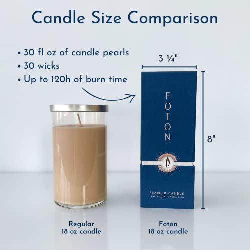 Foton Pearled Candle 18 Oz - Misty Monte Sandalwood Jasmine Scented Non Toxic Luxury Long Lasting Powder Candles up to 120 Hours - Refillable Candle Sand with 30 Wicks for Candle Making - size: 18 oz