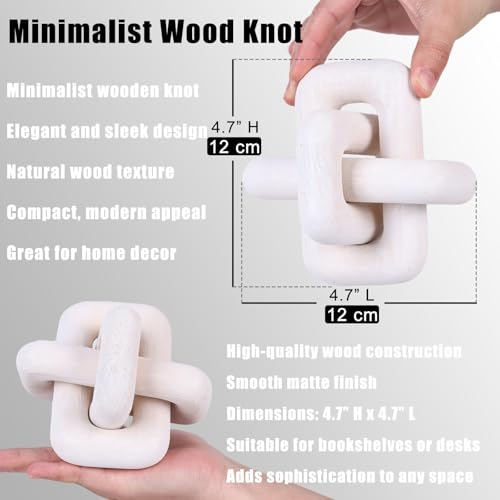 Wooden Knot Decoration Bohemian Decoration Hand-Carved Knot Autumn Winter White Home Decor Suitable for Coffee Table Bedroom Living Room Farmhouse Dining Table Minimalist Decoration（White） - color: White