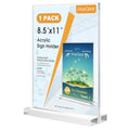 MaxGear Acrylic Sign Holder 8.5 X 11 Inches 1 Pack, Double Sided Plastic Display Stands Table Top Acrylic Frame, Clear Paper Holder Menu Flyer Stand for Stores, Restaurants, Hotels, Office
