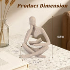 Small Bookshelf Decor Coffee Table Sculpture Abstract Thinker Statue Reading Figurine Modern Neutral Home Decoration for Office Desk Shelf ,Gifts for Readers Book Lovers Women (Sandstone ,Beige)