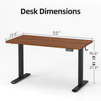 TIQLAB Electric Standing Desk, Adjustable Height Stand up Desk, 55 * 24 Inches Sit Stand Home Office Table with Splice Board, Black Walnut - color: Dark Walnut, size: 55*24 inch