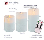 VENTA Frosted Glass LED Candles, Set of 3 | Warm Amber Flickering Pillar Candles with Remote | Creates Cozy, Relaxing Hygge Ambiance for Bedroom & Living Room - color: Foggy
