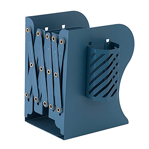 Adjustable Book Ends for Heavy Books, Metal Expandable Bookends for Shelves, Book Organizer Stopper Holder for Desk, Kids Room, Classroom, Office, Library (Blue) - color: Blue