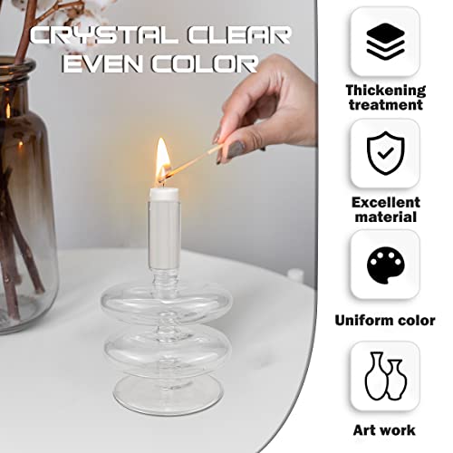 Clear Taper Candle Holders Glass Candle Stick Holder Modern Candle Holders for Tapered Candlesticks Wedding Reception Centerpieces Christmas（Transparent） - color: Color 4