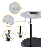 Small Drink Table,Height Adjustable Pedestal Table, Martini Tables, Side End Tables with Round Marble Top,Increase Size and Weighted Base for Living Room,Bedroom,Small Spaces - Gray - color: Marble-adjustable 1#