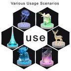 LARDUX Pack of 4 LED Lights Base with Remote - 6-inch Round Lights Display Stand for Effiel Tower Vase Crystal Glass Art LED Pedestal Base - Charging USB or Battery Powered - size: 6-inch led base with remote