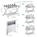 SMIBUY Luggage Rack, Foldable Bamboo Suitcase Stand with Storage Shelf for Guest Room, Bedroom, Hotel, Heavy-Duty, 1 Pack (White) - color: White