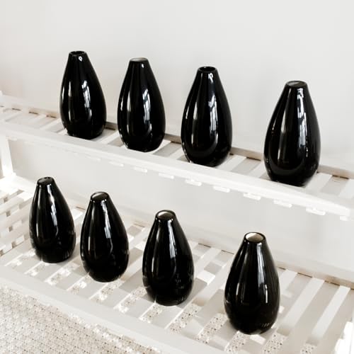 Modern Black Small Ceramic Vase Set of 16 for Living Room Bedroom 4.13'' Minimalist Fresh Flower Vases for Home Decor Office Fireplace Centerpieces Nordic Style Gift for Fake Plant 16 Pack - color: 16 Pack Black - Style 2