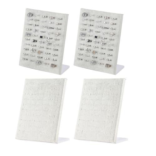 Coward 4pcs Velvet Ring Holder Stand, 50 Slots Jewelry Finger Display Storage Holder, Ring Jewelry Pad Showcase for Home or Store Sell Show (Gray Velvet) - color: Gray Velvet, size: 4 pcs