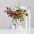 BrownLove Ceramic Face Vase White Flower Vase for Decor Female Form Face Vase Art Vase Modern Decorative Vase Centerpiece for Table Shelf Living Room Office Bedroom Small - style: Face Vase - Hands on Cheeks