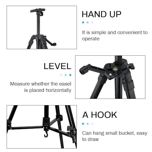RRFTOK Art Easel Stand for Painting and Sign - Aluminum Metal Artist Tripod Adjustable Easels for Display Height from 21 to 61Inches - Canvas Stand with Paintbrush Tray for Artists Adult Holder - style: 61B 1-Pack