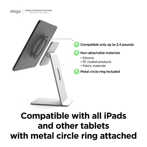 elago Premium iPad Magnetic Stand Designed for iPad Pro 12.9"(5th, 4th Gen), 11"(3rd,2nd Gen), Air 10.9"(5th, 4th Gen), Mini 8.3"(6th Gen, A17 Pro), 10.9"(10th Gen) [Silver] - color: Silver