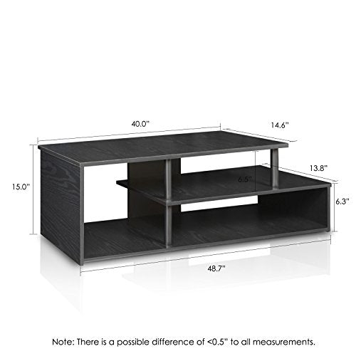 Furinno Econ Low Rise TV Stand, Black/Black - color: Black/Black