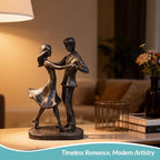 Couple Dancing Resin Figurine, 7.7" H, Romantic Gifts for Him & Her, Faux Black Wrought Iron Finish, Engagement Anniversary Wedding Keepsake Home Decor - style: Dance