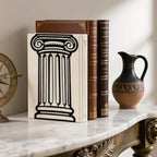 Peacoblue Metal Bookends for Shelves, Modern Decorative Heavy Duty Study Book Ends Stoppers for Office, Desk, Shelf, Room 5.3"x4.3"x7.9" Cast Iron Simple Tall Bookends 1 Pair (Roman Columns) - style: Roman Columns