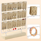 Earring Display Stand 3 Tier 15 Hooks Wood Earring Display Rack Holder for Earings Necklaces Rings Bracelets Keychains (White) - color: White