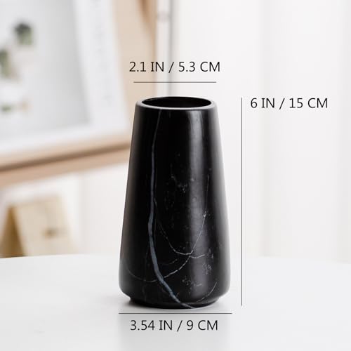 Marble Black Vase - Black Flower vase, 6" Small Simple Modern Ceramic Vases for Flower/Pampas Grass, Minimalist Farmhouse Boho Vase for Centerpieces, Home Decor, Bathroom Decor - color: Marble Black, size: Small