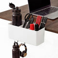 Desk Side Storage, Side Desk Organizer, No Drill Hanging Desk Organizer with 4 Large Pockets, Table Hanging Storage for Office & Home, Fits Flat Table Edge 1.26" (White)
