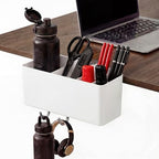 Desk Side Storage, Side Desk Organizer, No Drill Hanging Desk Organizer with 4 Large Pockets, Table Hanging Storage for Office & Home, Fits Flat Table Edge 1.26" (White)