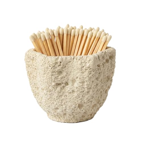 Concrete Match Holder with Strike,Modern Cement Matchstick Jar for Fireplace Mantle, Bathroom & Living Room Decor, Gift with Secure Packaging,No Matches
