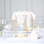 Efavormart 2 Pack 16" Matte Gold Wedding Flower Stand Metal Vase Column Stand Geometric Centerpiece Vase - color: Gold, size: 2 Pack 16''