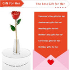 AliveRose Valentines Day Gift for Her Roses, Unique Design Gold Dipped Rose for Anniversary Valentines Mothers Day Birthday Gifts (Red Handmade with Crystal Vase) - color: A0. Red Handmade Rose White Crystal Vase